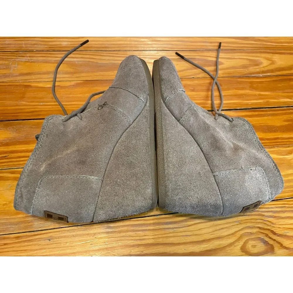 Tom's Desert Wedge Women's Tan Taupe Suede Ankle‎ Booties Lace Up Size 7